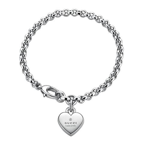 gucci trademark heart chain bracelet sterling silver